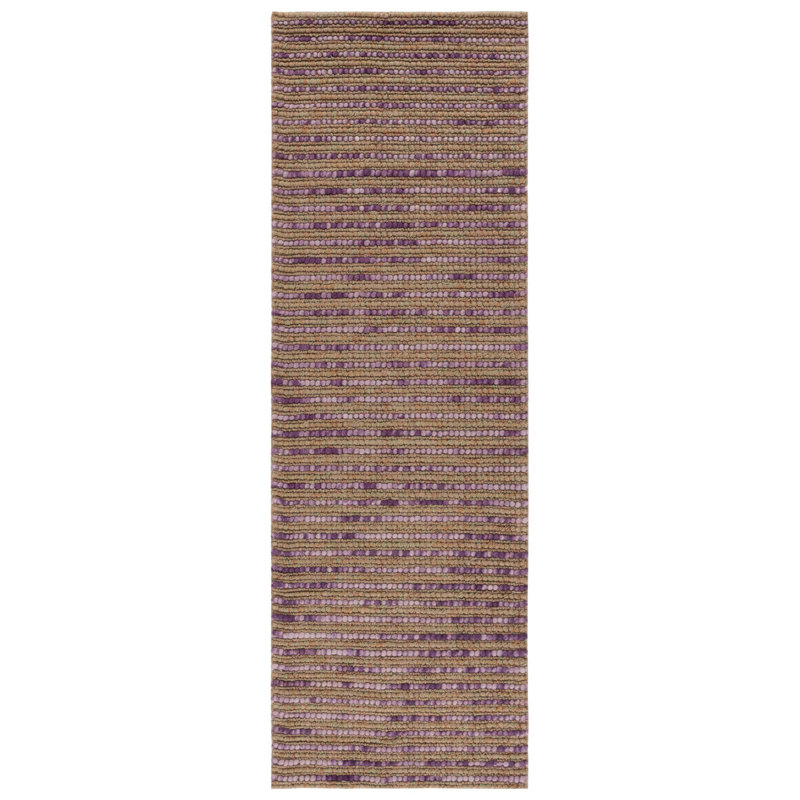 Ferrera Abstract Hand-Knotted Purple/Beige/Orange Area Rug, Runner 2'6" x 8'