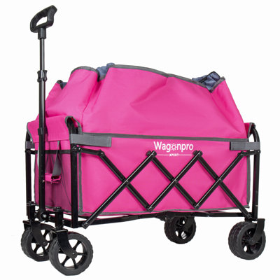 Chariot utilitaire extensible à deux couches de 5 po x 2 po de largeur amélioré avec 100% d'espace supplémentaire, chariot d'épicerie d'une capacité de 220 lb pour le camping, le magasinage, les sports, le jardinage, la pêche