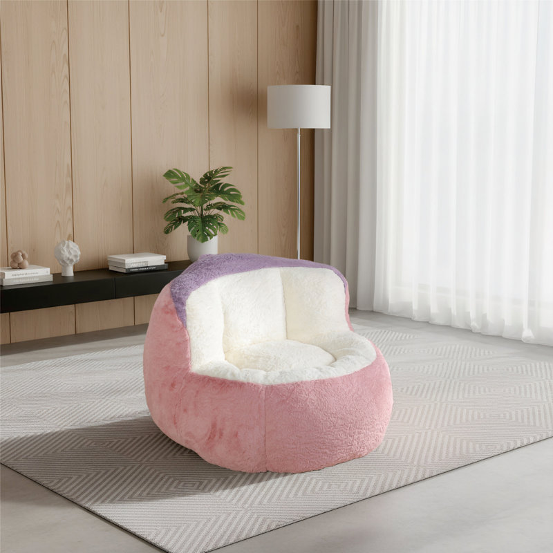 Fauteuil à billes rembourré, fauteuil de plancher moderne avec poignées, Rose