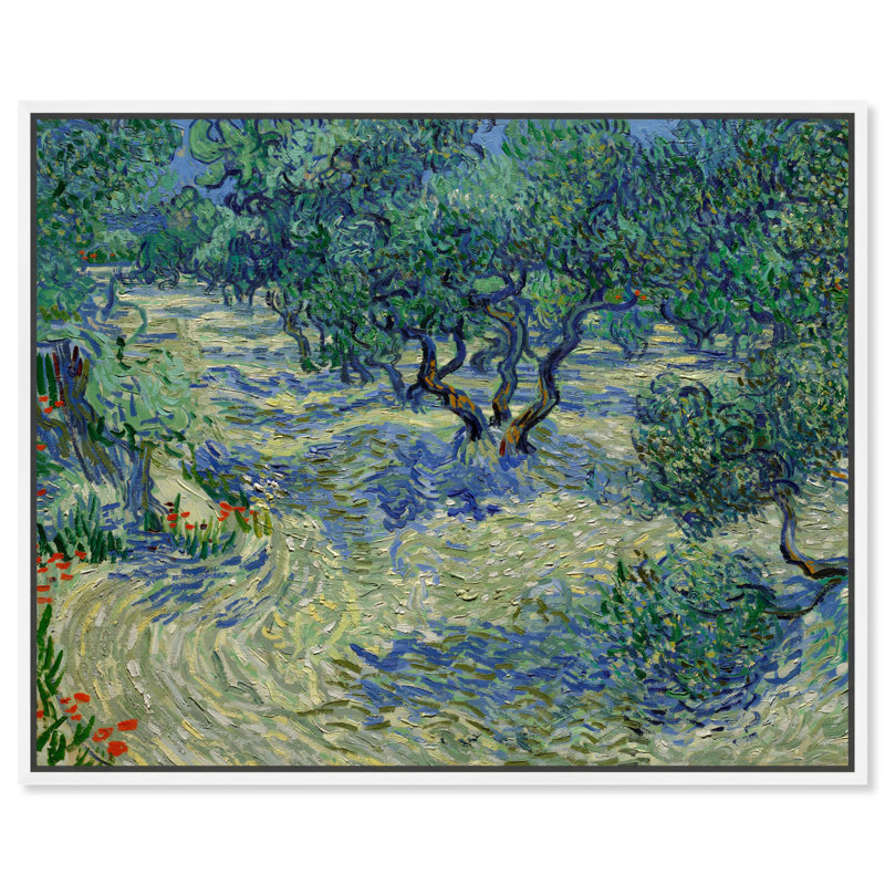 Art mural floral Vincent Van Gogh, Cadre blanc, H 17 po x l 21 po
