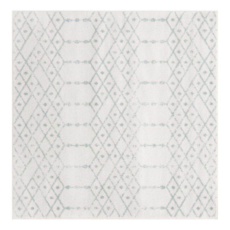 Tapis ivoire à motif géométrique ivoire d'Igon, Carré 5 pi 3 po