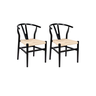 Mid-Century Dining Wood Chair With Rope/Fabric Seat By Chivari