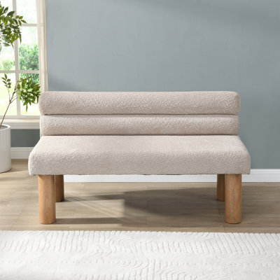 Yisroel Upholstered Dining Bench With Rubberwood Legs & Rolled Backrest