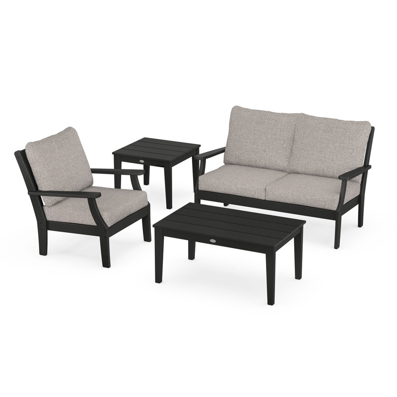 Braxton 4-Piece Deep Seating Set, Sand, Weathered Tweed