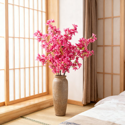 5 Pieces Artificial Flower Silk Trillium Flower Branches, 43.3 Inch Long Stem Faux Flowers for Wedding Porch, Home Party Wedding Centerpieces, Garden DIY Decoration, Rose Red
