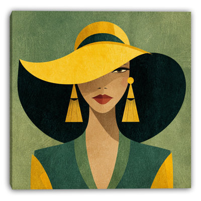 Golden Hat I Wrapped Canvas Wall Art