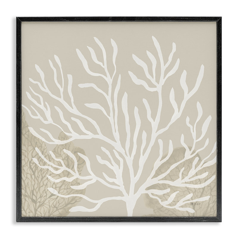 Larges branches de corail sur fond beige, estampe numérique, conception par Yvette St. Amant, H 12 po x l 12 po