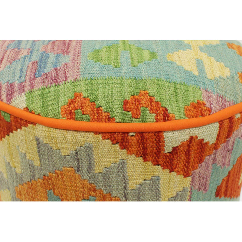 Anautica Upholstered Ottoman, Rustic Barrett Rust Wool