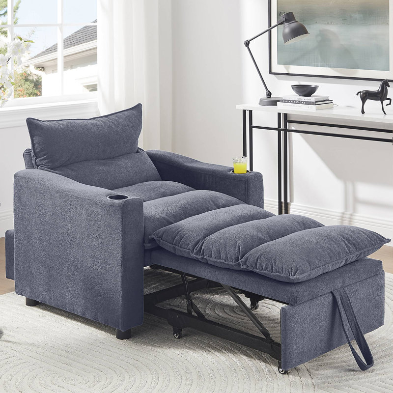 Fauteuil convertible en velours, Gris