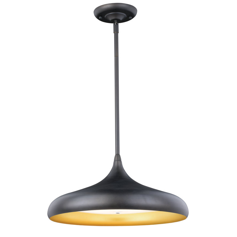 Luminaire suspendu en forme de dôme à 1 lumière DEL Chiasson, Taupe, H 13 po x l 16 po x P 16 po
