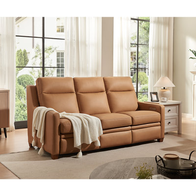 Rumilly 78" Triple-Motor Power Recliner Sofa – Genuine Leather, Zero-Wall Design, USB & USB-C Ports