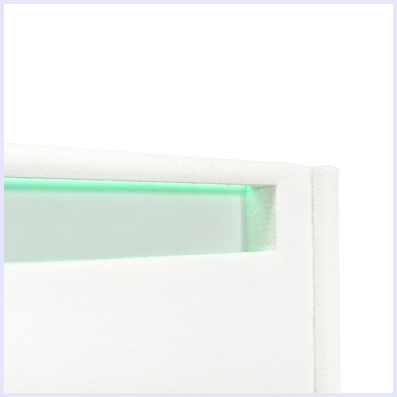 Lit plateforme tapissier Jomana, Blanc, Grand
