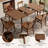 Modern Solid Wood Extendable Dining Set, 6-Person Expandable Kitchen Table with Chairs-1159850379