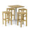Contemporary 30-Inch Square Bar Table With 4 Teak Backless Stools