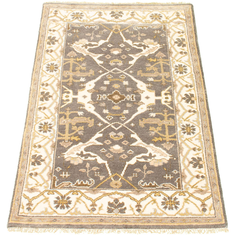 Tapis décoratif en laine de conception unique noué à la main New Age 3 pi 8 po x 5 pi 11 po Dévasya