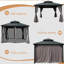 Pavillon de jardin 12 pi x 12 pi, construction en aluminium et look moderne - pour la terrasse, la cour, la terrasse, la ventilation de la pelouse