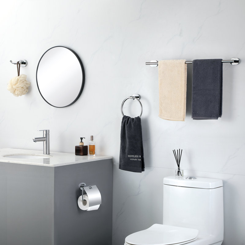 Ensemble de quincaillerie de salle de bain 5 pièces avec porte-serviette porte-papier hygiénique et crochets à serviettes doubles
