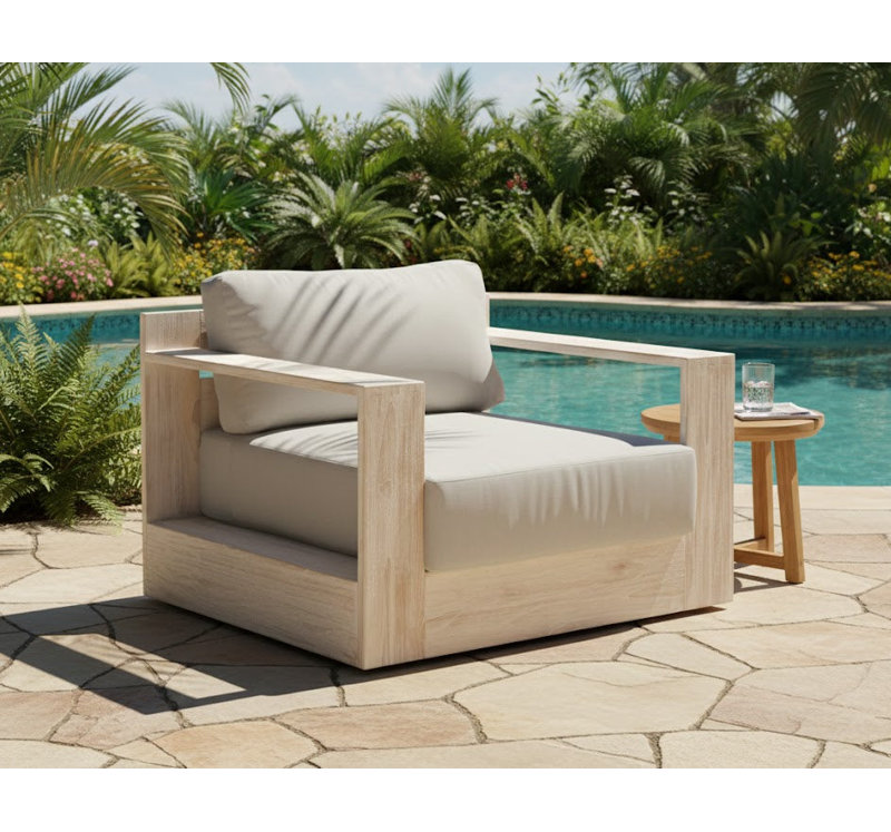 Chaise d'extérieur en teck Imperial Grove, Gris, Bois naturel, Pivot