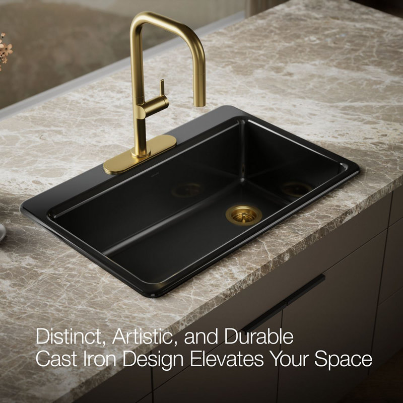 Riverby 33" Top-Mount Single-Bowl Kitchen Sink, 3 hole, Black