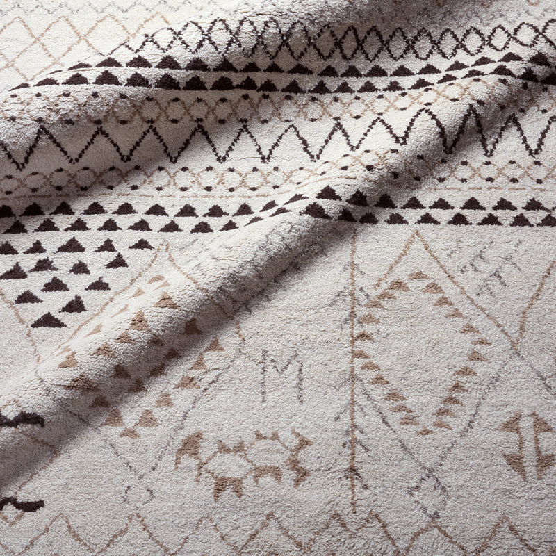 Hand Knotted Wool Area Rug in Cream/Brown, Rectangle 10' x 14'