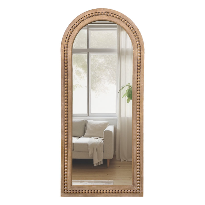 Miroir mural arqué en bois massif pleine longueur, 71 po x 31 po, Arche