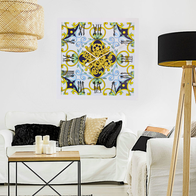 Atrani 24'' Square Wall Clock with Real Moving Gears