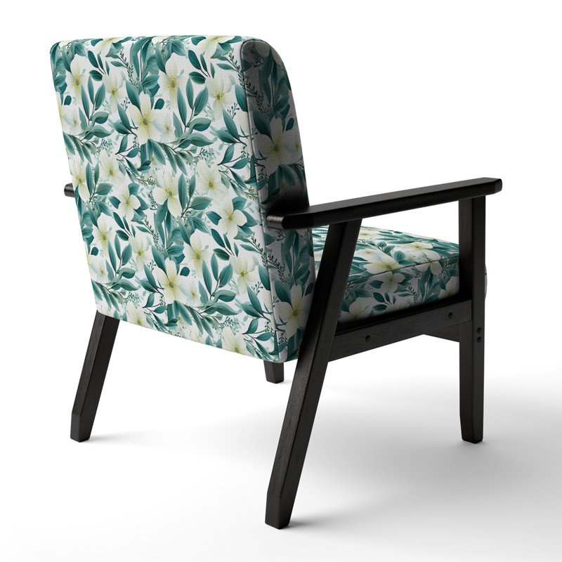 Fauteuil d'appoint rembourré motif océanique à motif botanique IV Oceanic Foliage