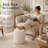 15" Boucle Round Storage Ottoman with Reversible Tray Top, Tufted Upholstered, White-809342908