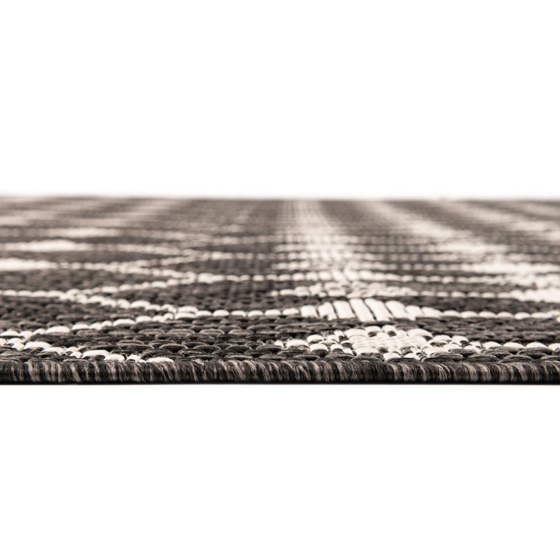 Charcoal Traliccio Indoor/Outdoor Trellis Rug, Runner 2'11" x 10'