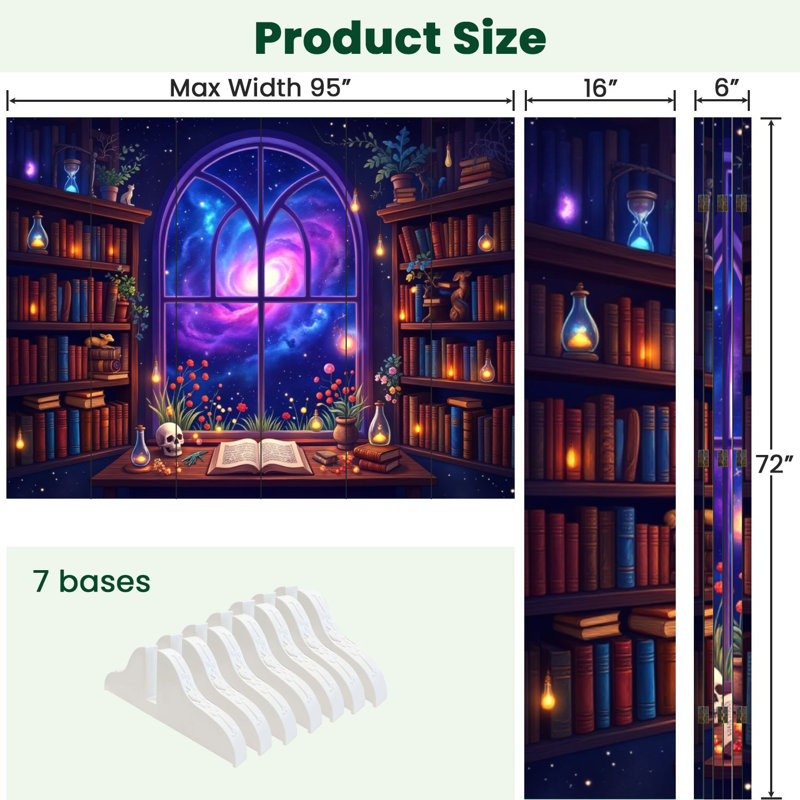 6 panneaux paravents pliant paravent Royal Magical Cosmic Library Starry Night Sky Glowing Lanterns Bookworm Toile écran séparateur