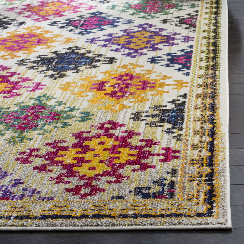 Nistler Area Rug In Purple & Yellow, Rectangle 61 x 91 cm