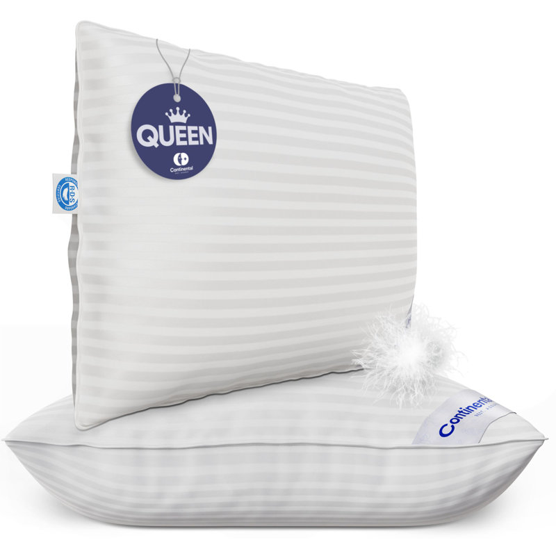 Superior Down 700 Fill Power Hungarian White Goose Down Pillow, 2 Pack, Queen, Firm