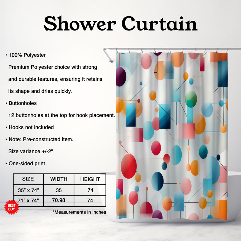 Abstract Shape Art - Rideau de douche de qualité supérieure, H 74 po x l 71 po