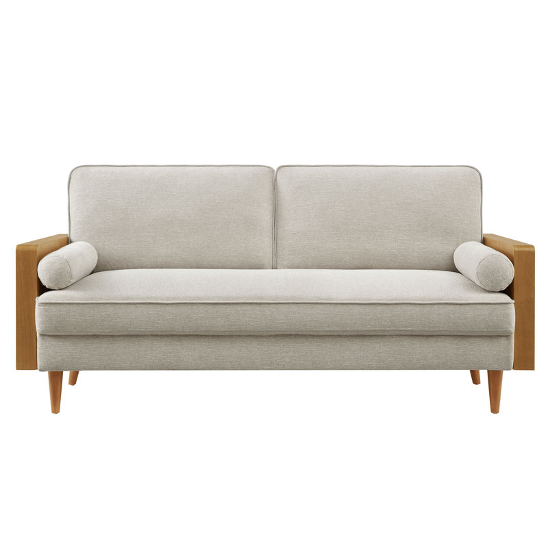Kellan Performance Velvet Sofa, 33.47" H x 72.32" W x 31.69" D, Walnut Heathered Weave Ivory, 3