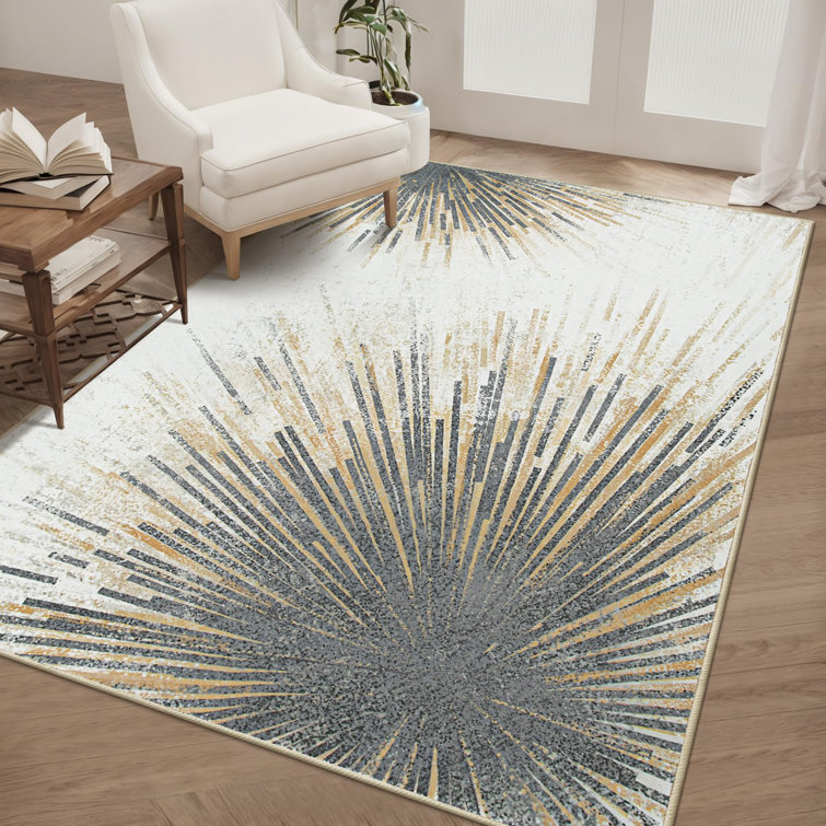 Mordern Washable Area Rug for Living Room Non-Slip Soft Rug for Bedroom Abstract Carpet