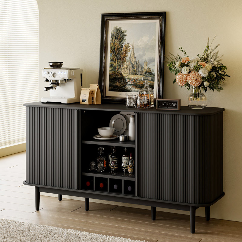 Bar 59 "avec tablettes réglables et supports à vin, Noir