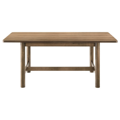 Mid - Century Modern Style Rectangular Dining Table In Walnut, Trestle Base For Everyday Meals, 38.08 Inches Wide, 71.82 Long, Seats 6, 30.5 High, Wal