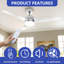Ventilateur de plafond 52 pouces avec lumière DEL, télécommande, pales réversibles, finition nickel