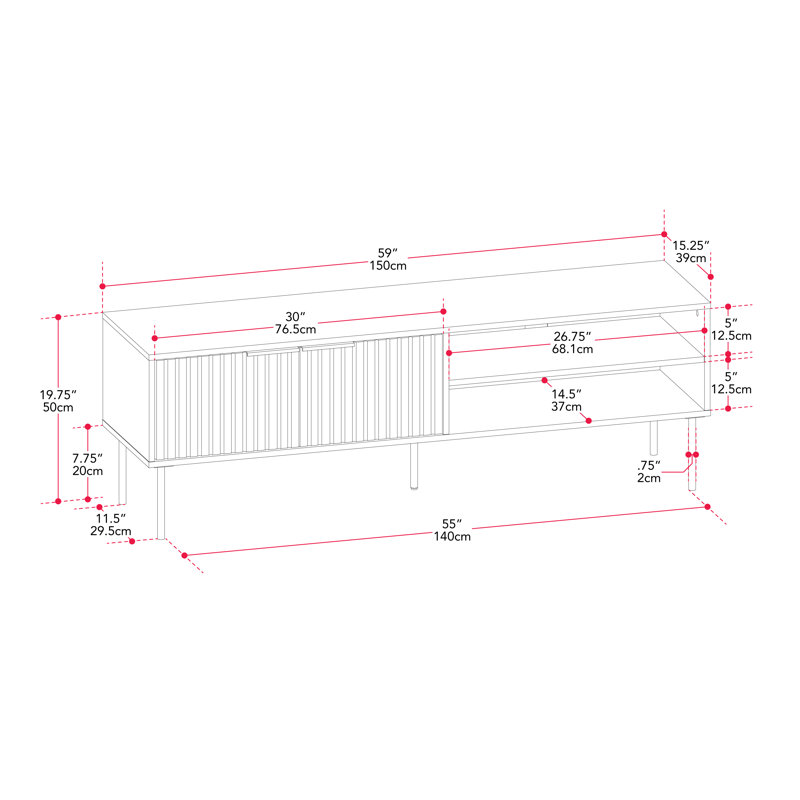 Arisztid 59'' W Fluted Storage Media Console