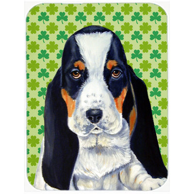 Planche à découper en verre st. patrick caroline the the basset hound st. patrick Shamrock Lucky Irish
