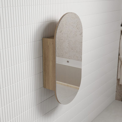 Armoire de salle de bain | Armoire de rangement avec miroir | Pharmacie en chêne naturel