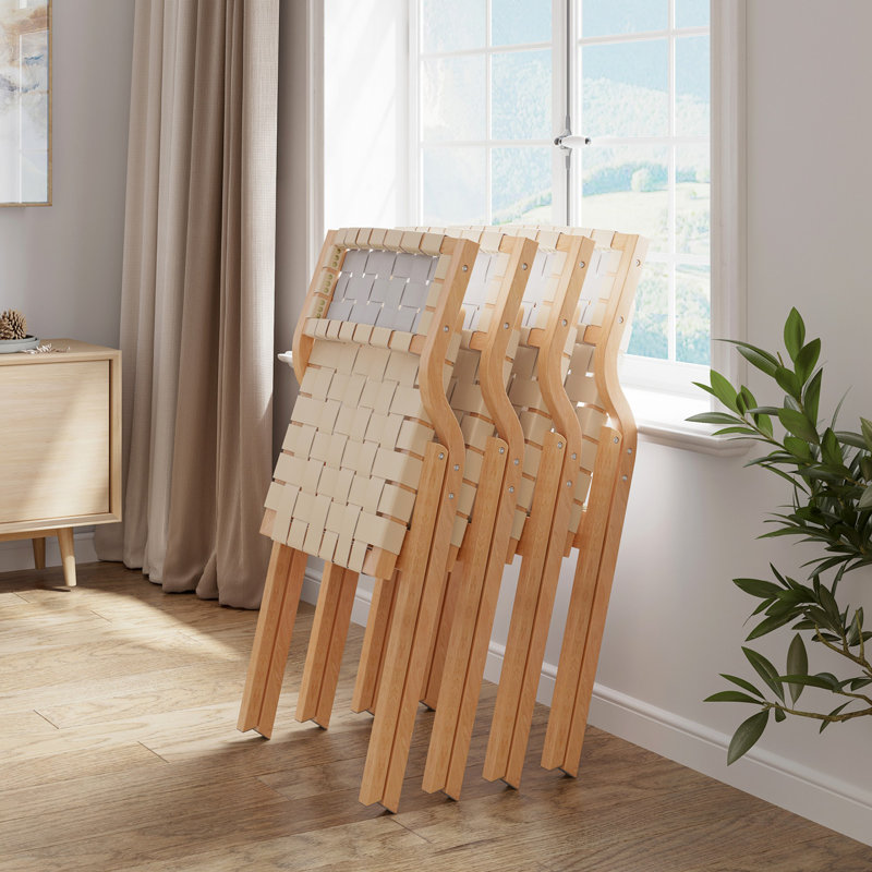 Chaises pliantes élégantes et modernes en bois, Beige, naturel