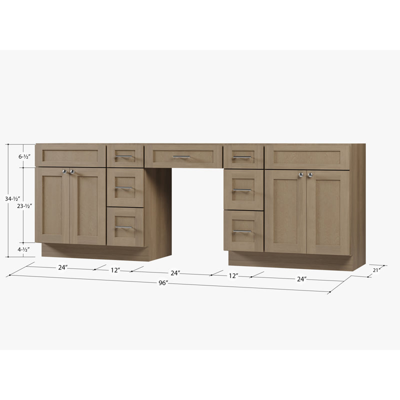 Ensemble de meuble-lavabo double 96 po Disar, Natural Oak