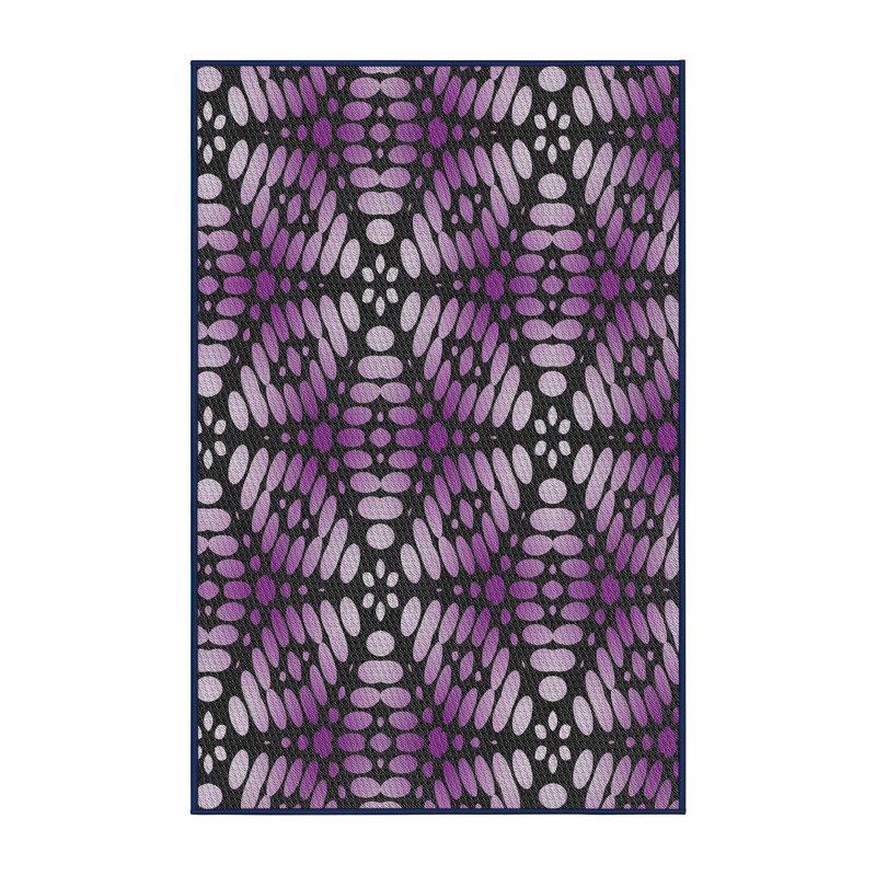 Tapis noir / violet Power Loom, Tapis de couloir 2 pi x 5 pi