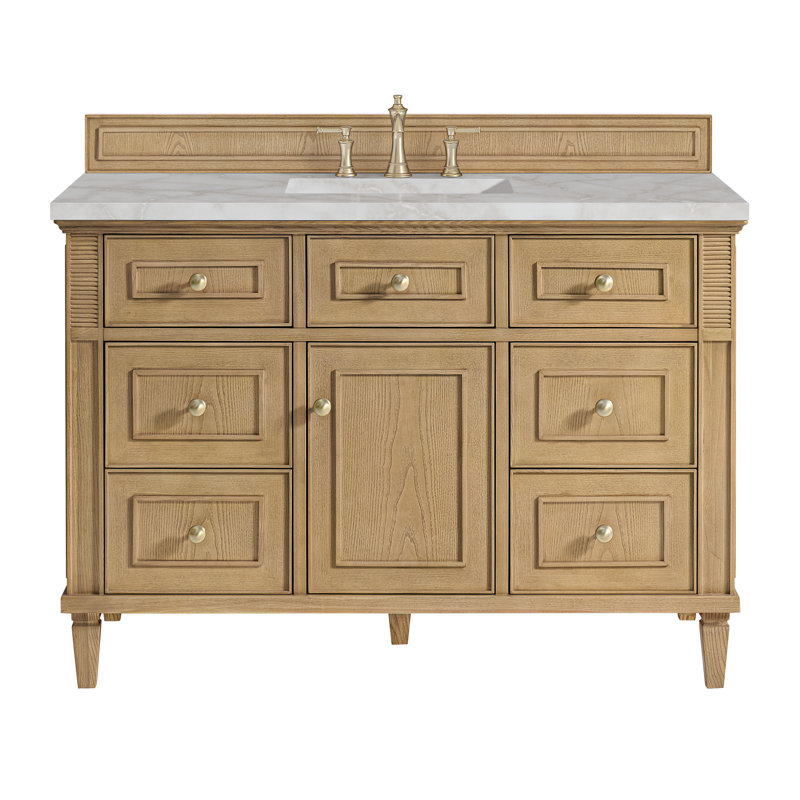 Lorelai 48'' W Single Vanity, Light Natural Oak, Victorian Silver Quartz, 8" Widespread