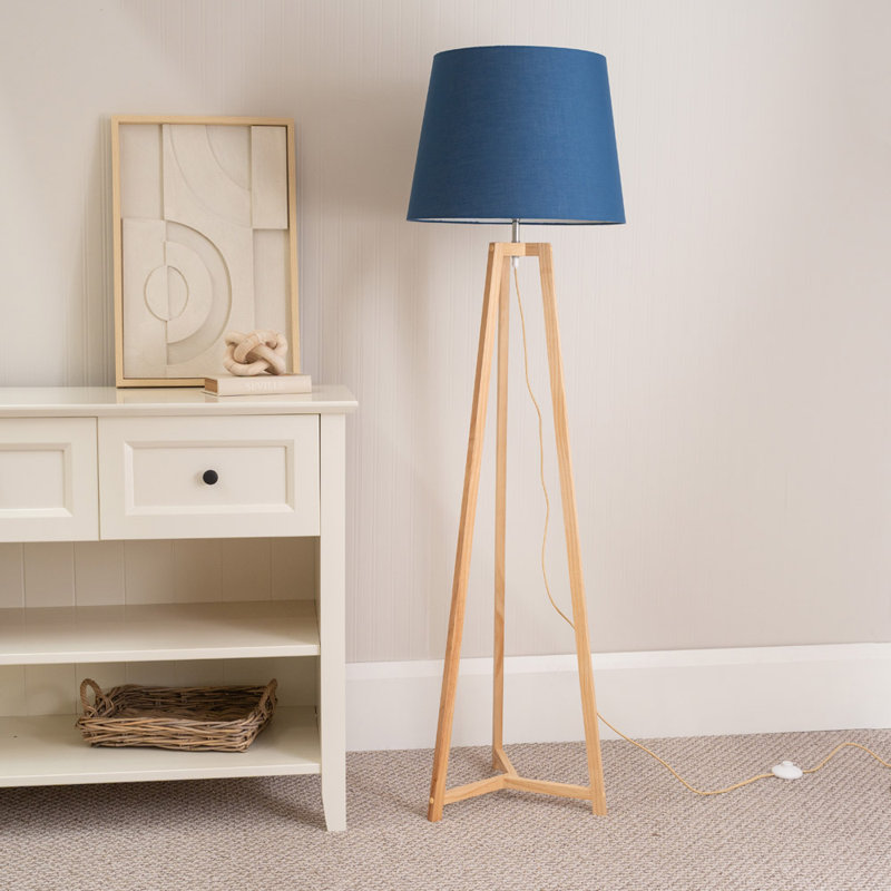 Rhavyn 158cm Natural Traditional Floor Lamp, Navy Blue