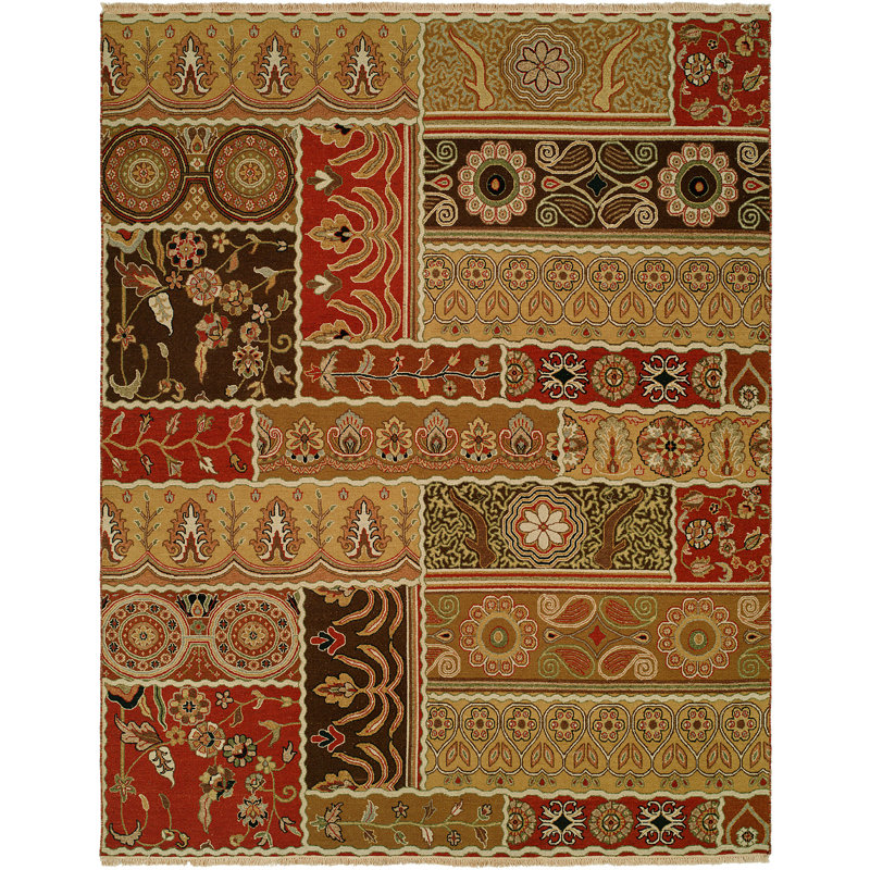Wool Floral Area Rug, Rectangle 3' x 5'