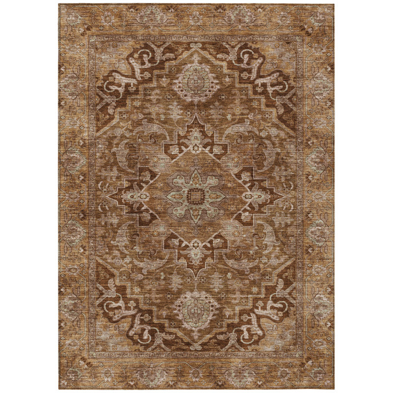 Machine Washable Indoor/Outdoor Arline ACN2165 Global Rug, Rectangle 3' x 5'