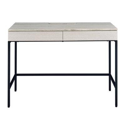 Rectangular Desk With 2 Storage Drawers - Natural And Black For Office Use Modern Finish