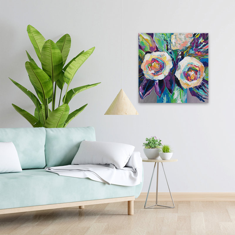 «By My Side», art floral contemporain, H 24 po x l 24 po